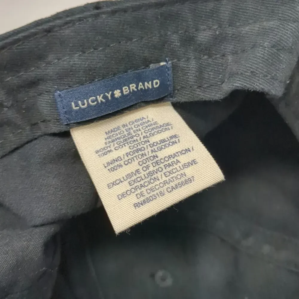 Lucky Brand Triumph Motorcycles Baseball Cap Black One Size Leather Strap Hat